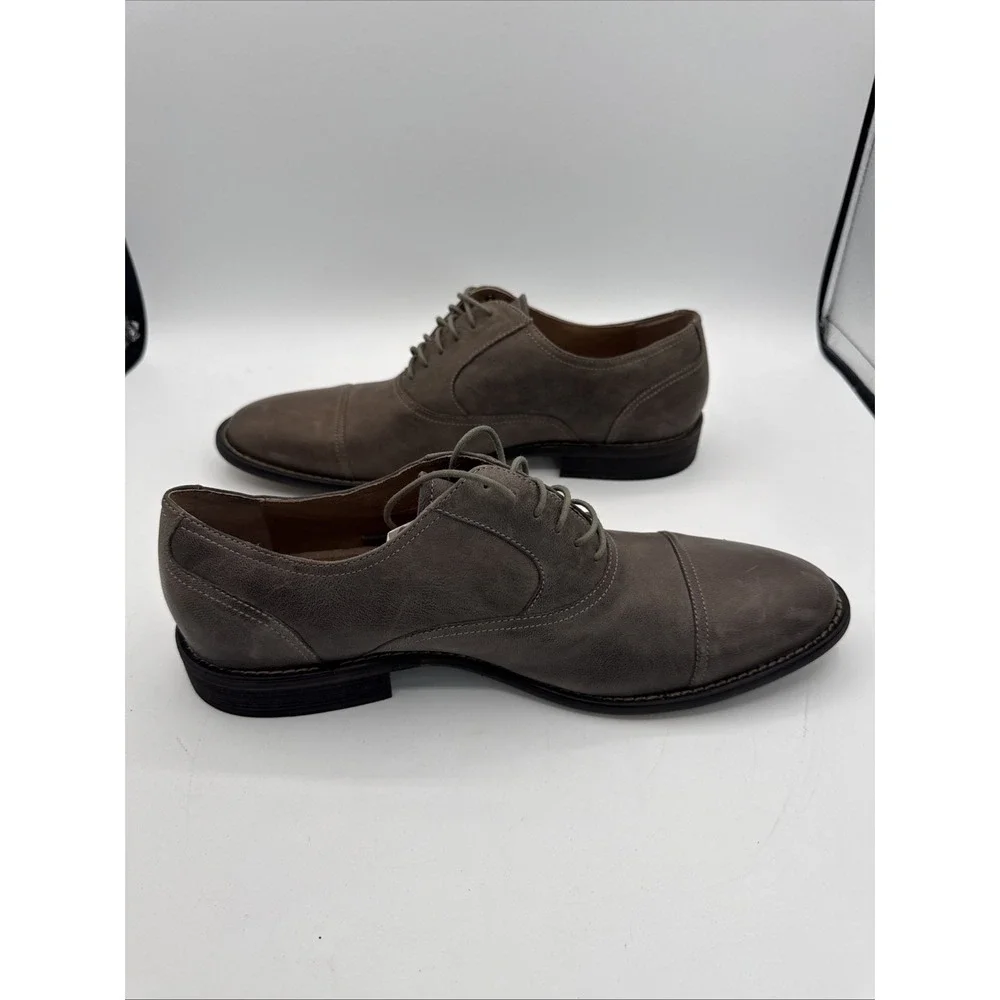 Joseph Abboud Taupe Gray Smooth Lace Up Oxford Men's Dress Shoes 10 Nice